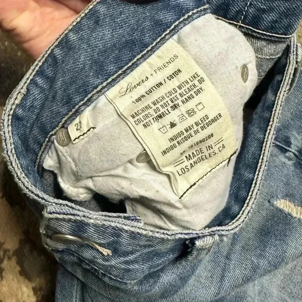 Lovers + Friends Ezra Slim Boyfriend Distressed Denim Jeans Size 27 - Picture 8 of 8